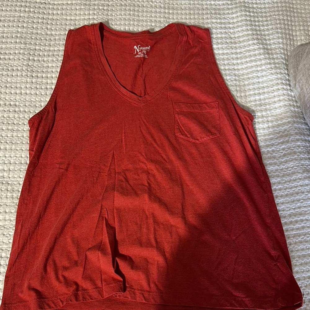 Natural Reflections Women's Red V-Neck Pocket Tank
